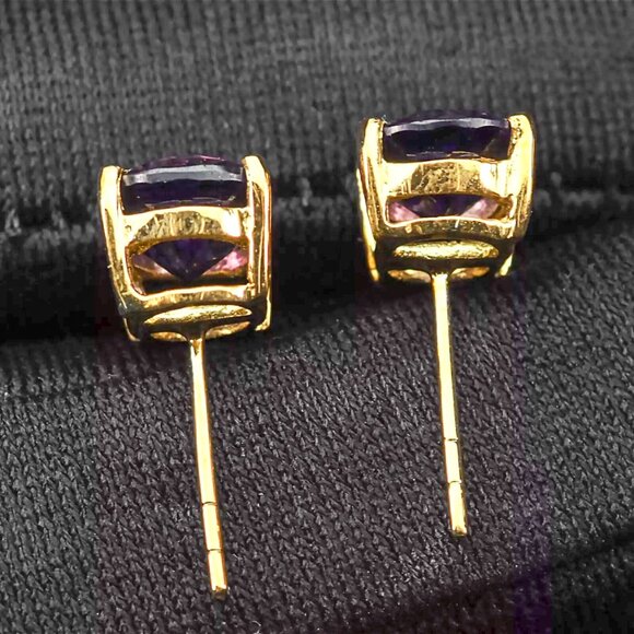 Violet Sapphire Oval 2.45Ct 925 Sterling Silver Handmade Stud Earrings - Picture 5 of 5